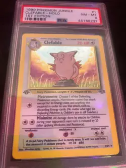 Jungle 1st Edition Clefable Holo Foil PSA 8 - Mint Pokemon Card 1/64 VERY NICE - Image 1