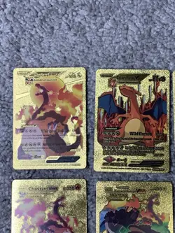 Set of 17 Charizard Gold Foil Fan Art Display Cards LP - Image 2