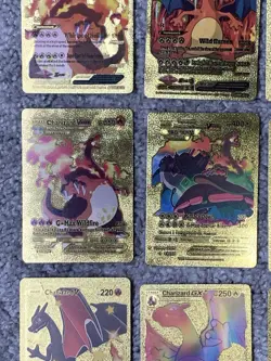 Set of 17 Charizard Gold Foil Fan Art Display Cards LP - Image 5