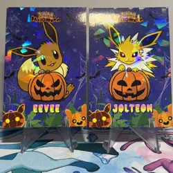 2 Cracked Ice Holos Halloween Database Eevee & Jolteon Non-TCG POKEMON CARDS - Image 1