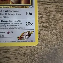 Pokemon Card - Blaine's Tauros 1st Edition Gym Heroes 064/132 Common - Image 4