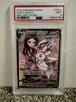 2022 POKEMON SWORD & SHIELD BRILLIANT STARS #TG14 FULL ART/SYLVEON V PSA 9 - Image 1