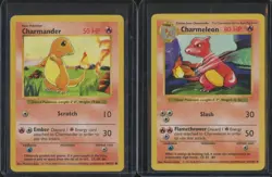 1999 Pokemon Base Set (LOT x2) CHARMANDER #46 CHARMELEON #24 SHADOWLESS BW6 - Image 1