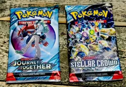 Pokemon Journey Together / Stellar Crown Booster Pack - SEALED LOT OF 2 No RSV - Image 1