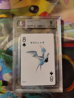 Pokemon Zubat 8 of Clubs Gold Ho-oh Back Poker Deck #41 Beckett 9 - Image 1