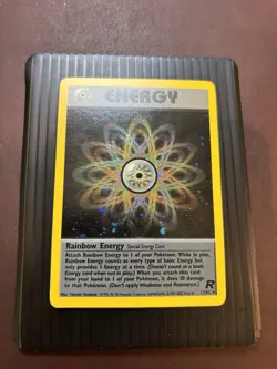 Rainbow Energy 17/82 Team Rocket Holo Pokemon TCG SWIRL! NM- - Image 2