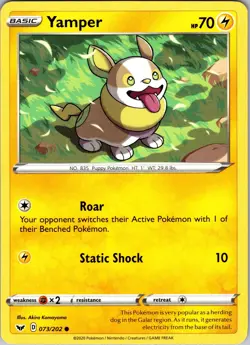 Pokemon TCG Yamper Sword & Shield Base Set 073/202 Regular Common Card NM - Image 1