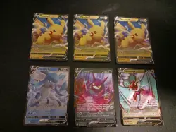 Pokemon TCG V Card Ultra Rare Holo Lot of 6 3x Pikachu Glaceon Crobat Noivern LP - Image 1