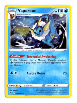 Vaporeon 030/185 Cosmos GALAXY SWIRL Foil Black Star Promo Pokemon Card TCG NM - Image 1