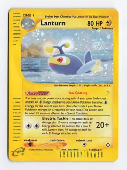 Lanturn H15/H32 SWIRL Holo Rare Aquapolis E Reader Pokemon Card TCG LP/NM - Image 1