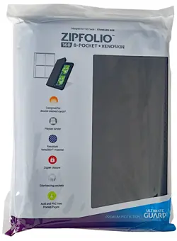 Ultimate Guard Black 8-Pocket Zipfolio 160 Card Binder Storage Album Xenoskin - Image 1