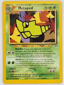 Metapod 42/75 - Neo Discovery - Uncommon - WOTC Pokemon Card - Unlimited - LP - Image 1