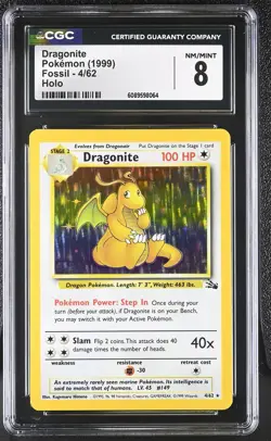 CGC 8 Dragonite 1999 Fossil 4/62 Holo Pokemon Card - Image 1