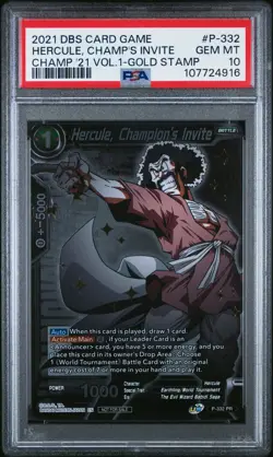 Hercule Champion's Invite GOLD STAMP Winner Foil Dragon Ball Super Card PSA 10 - Image 1