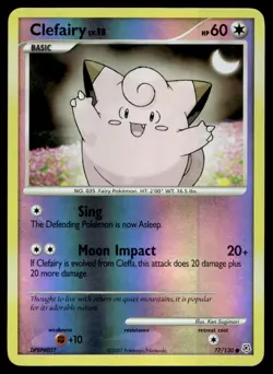 Clefairy 77/130 Pokemon Card Diamond & Pearl Common 60 HP Rev Holo LP K16 - Image 1