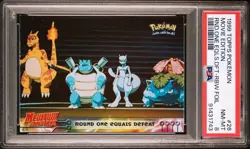 1999 Topps Pokemon Round One Equals Defeat Rainbow Foil PSA 8 - Image 1