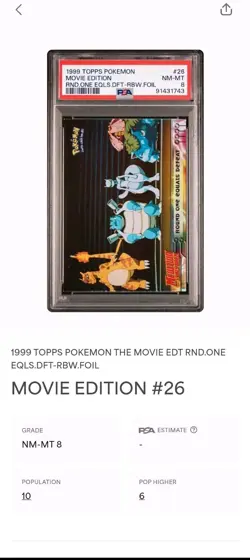 1999 Topps Pokemon Round One Equals Defeat Rainbow Foil PSA 8 - Image 4