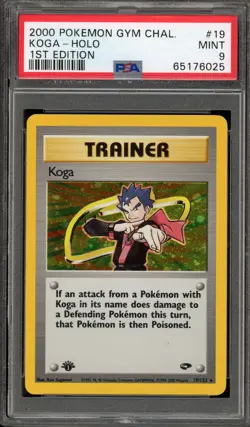 Pokemon Koga Gym Heroes 1st Edition Holo Rare #19 PSA 9 Mint - Image 1