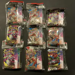 Lot of 9 Pokemon TCG Mega Evolution Mini Portfolio Booster Packs New Sealed Pack - Image 1