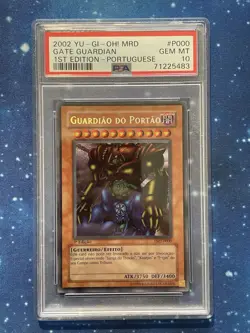 Yu-Gi-Oh! 2002 Gate Guardian 1st Edition Secret PMT-P000 Portuguese MRD PSA 10 - Image 1
