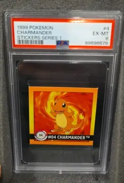 POKEMON CARD CHARMANDER 4 ARTBOX STICKER SERIES 1 #4 GRADED PSA 6 1999 VINTAGE - Image 1
