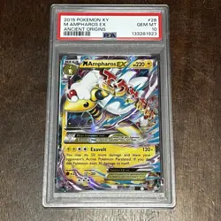 Pokemon TCG Mega-Ampharos EX Ancient Origins Holo Rare Card 28 PSA 10 - Image 1