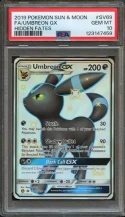Umbreon GX SV69/SV94 Hidden Fates Full Art Rare PSA 10 Gem Mint Pokemon Card - Image 1