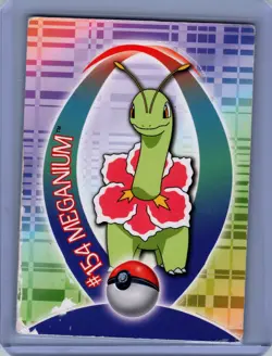 Pokemon TOPPS TV ANIMATION #154 MEGANIUM (BLUE LOGO) STICKER CARD HP - Image 1