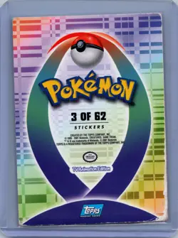 Pokemon TOPPS TV ANIMATION #154 MEGANIUM (BLUE LOGO) STICKER CARD HP - Image 2