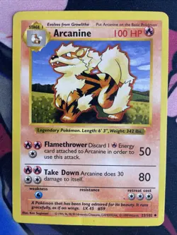 Arcanine 23/102 Shadowless - Vintage 1999 WoTC Pokemon Base Set LP - Image 1