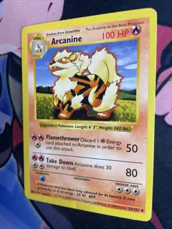 Arcanine 23/102 Shadowless - Vintage 1999 WoTC Pokemon Base Set LP - Image 4