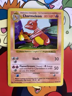 Pokemon Charmeleon 24/102 WotC Base Set Shadowless Unlimited MP/HP - Image 1