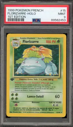 Pokemon Venusaur (Florizarre) Base Set 1st Edition FRENCH Holo Rare #15 PSA 9 - Image 1