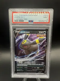 UMBREON V PSA 9 2022 POKEMON SWSH BLACK STAR PROMO V HEROES TINS #203 🌙 - Image 1