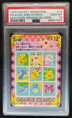 1999 Pocket Monsters Pikachu And Others Sealdass Orange Islands #12 PSA 10 - Image 1