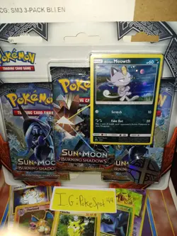 Pokemon 2017 Burning Shadows 3 Pack Blister Sealed Alolan Meowth Promo - Image 1