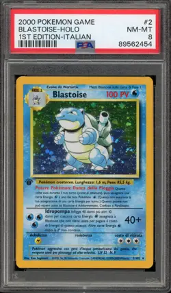 Pokemon Blastoise Base Set 1st Edition ITALIAN Holo Rare #2 PSA 8 - Image 1