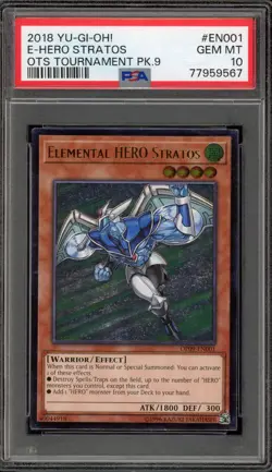 Yu-Gi-Oh! Elemental Hero Stratos OTS TRNMT Pk. 9 Ultimate Rare OP09-EN001 PSA 10 - Image 1