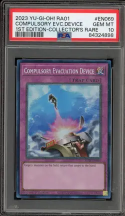 Yu-Gi-Oh! Compulsory Evacuation Device 1st Ed Collector's Rare RA01-EN069 PSA 10 - Image 1