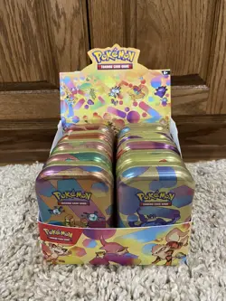 EMPTY Pokemon 151 FULL Mini Tin SET w/ coin + art card + Display - Image 1