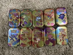 EMPTY Pokemon 151 FULL Mini Tin SET w/ coin + art card + Display - Image 2