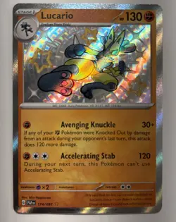 Pokemon TCG S&V Paldean Fates Lucario Shiny Rare Holo Card 174/091 - Image 1