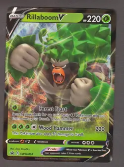 Rillaboom V SWSH014 Black Star Promo Ultra Rare Holo Foil Pokemon Card NM - Image 1