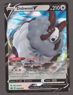 Dubwool V SWSH049 Black Star Promo Ultra Rare Holo Foil Pokemon Card NM - Image 1