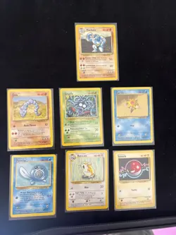 Pokemon Base Set 4th Print 1999-2000 UK 7 Card Lot Commons Uncommons LP - Image 1