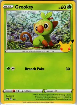 Grookey - 8/25 Holo McDonald's 25th Anniversary Promos - Pokemon Card - NM - Image 1
