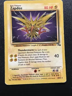 Zapdos 15/62 Non-Holo Rare VINTAGE Fossil Set Unlimited Pokemon Card WOTC - Image 4