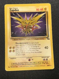 Zapdos 15/62 Non-Holo Rare VINTAGE Fossil Set Unlimited Pokemon Card WOTC - Image 5