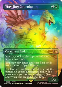 MTG Traveling Chocobo (Borderless Chocobo Track FOIL) - Final Fantasy - Image 1