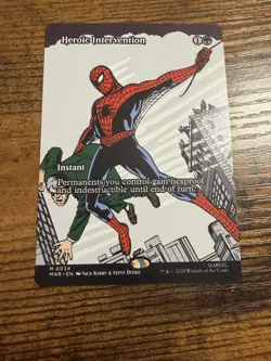 MTG Magic The Gat Spider-Man Eternal-Legal Mythic Borderless Heroic Intervention - Image 1